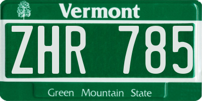 VT license plate ZHR785