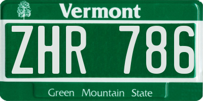VT license plate ZHR786