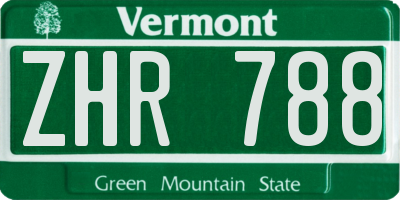 VT license plate ZHR788