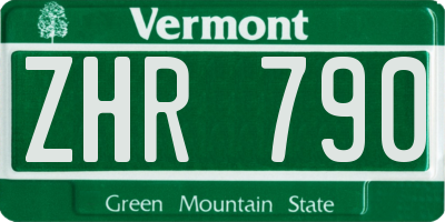 VT license plate ZHR790