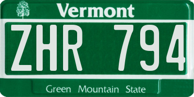 VT license plate ZHR794