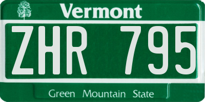 VT license plate ZHR795