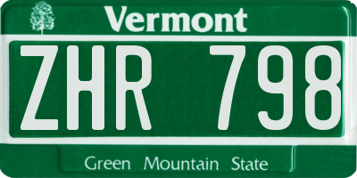 VT license plate ZHR798