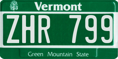 VT license plate ZHR799