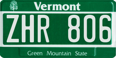 VT license plate ZHR806