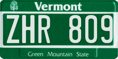 VT license plate ZHR809