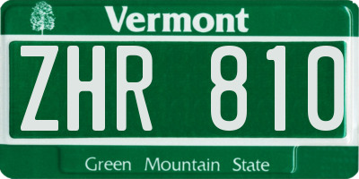 VT license plate ZHR810