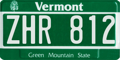 VT license plate ZHR812