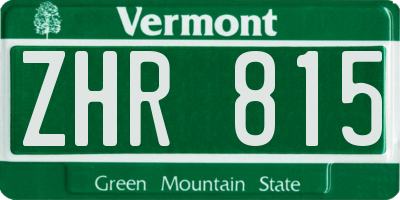 VT license plate ZHR815