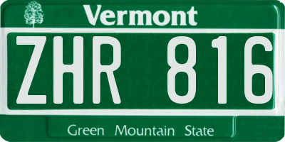 VT license plate ZHR816