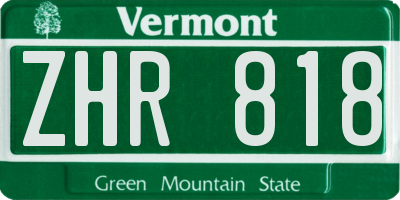 VT license plate ZHR818