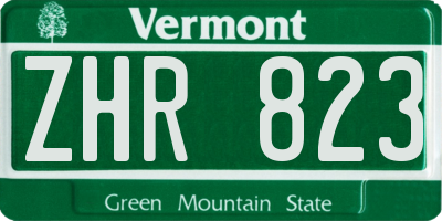 VT license plate ZHR823