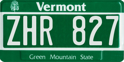 VT license plate ZHR827