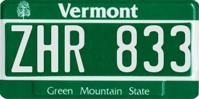 VT license plate ZHR833