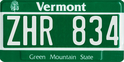 VT license plate ZHR834