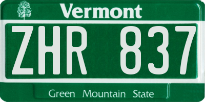 VT license plate ZHR837