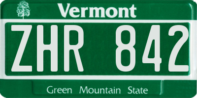 VT license plate ZHR842