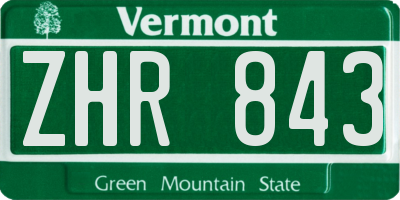 VT license plate ZHR843