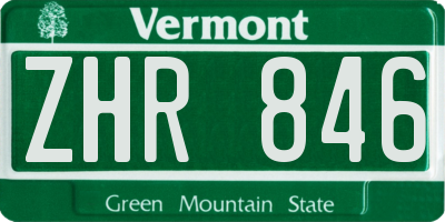 VT license plate ZHR846