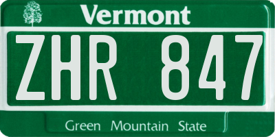VT license plate ZHR847