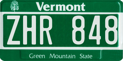 VT license plate ZHR848