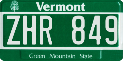 VT license plate ZHR849