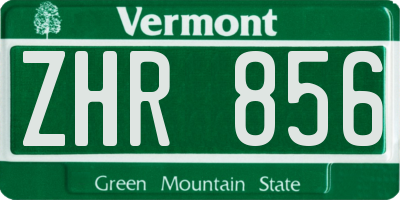 VT license plate ZHR856