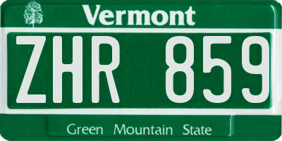 VT license plate ZHR859