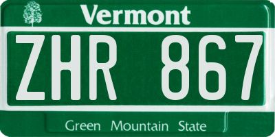 VT license plate ZHR867