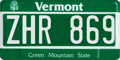 VT license plate ZHR869