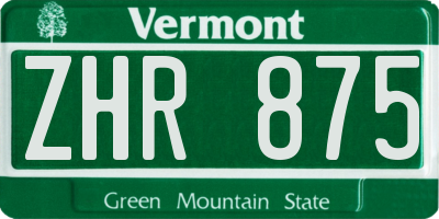 VT license plate ZHR875