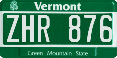 VT license plate ZHR876
