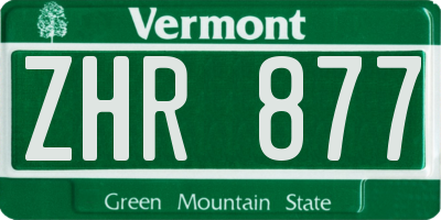 VT license plate ZHR877