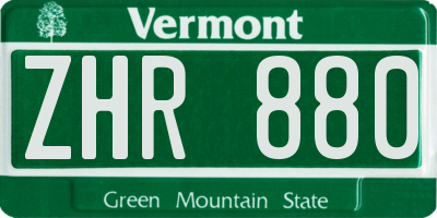 VT license plate ZHR880