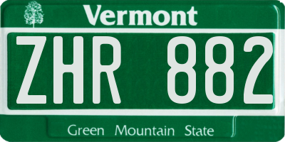 VT license plate ZHR882