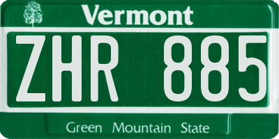 VT license plate ZHR885