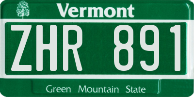 VT license plate ZHR891