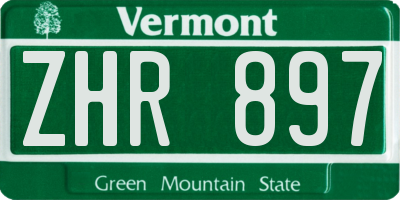 VT license plate ZHR897