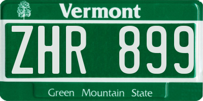 VT license plate ZHR899