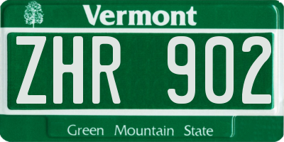 VT license plate ZHR902