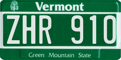 VT license plate ZHR910