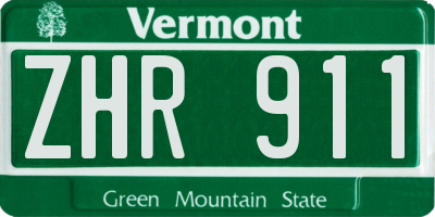 VT license plate ZHR911