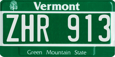 VT license plate ZHR913