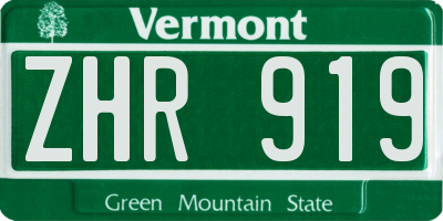 VT license plate ZHR919