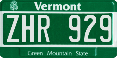 VT license plate ZHR929