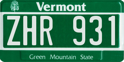 VT license plate ZHR931