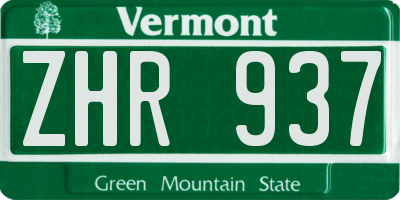 VT license plate ZHR937