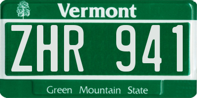 VT license plate ZHR941