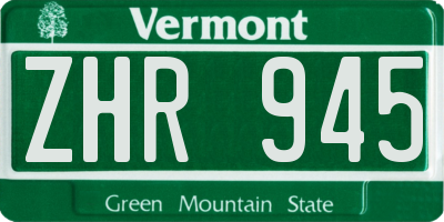 VT license plate ZHR945