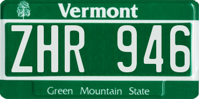 VT license plate ZHR946